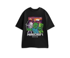Minecraft Skeleton, Zombie, Creeper Mens Black Short Sleeve Graphic Tee | Classic Movie Apparel | Casual Wear & Gaming Merchandise | Crew Neck T-Shirt for Men - Medium