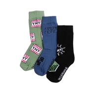 Minecraft Socks Boys Multipack 3 Pairs Creeper Kids UK Shoe Size 4-6.5
