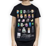 Minecraft Sprites Girl's Black Short Sleeve T-Shirt Kids Gamer Tee 12-13 Years