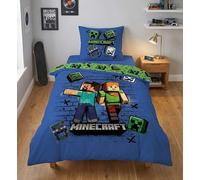 Minecraft Steve Alex Creeper Single Duvet Cover 140x200 + Pillowcase 63x63