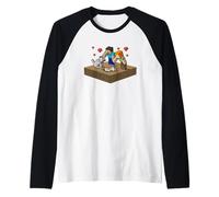 Minecraft Steve and Alex Take Care of Their Beloved Pets Raglan Baseball Tee