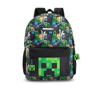 Minecraft Steve & Creeper Multicolour Backpack | Graphic Print Zip-Up Bag for Back to School | Kids Carrying Books | Unisex Kids Merch