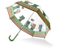 Minecraft Stick Umbrella for Kids, Transparent Clear Dome with J-Shaped Handle (Transparent)