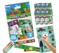 Minecraft Sticker Set - Over 50 Pieces, Character Stickers for Children, Cute Stickers for Kids with Cards & Colouring Pages, Portable Fun for Party Bags, Creative Maker Kitz by Bladez Toyz - 6 Pack