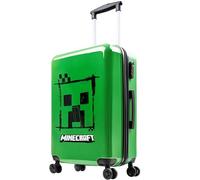 Minecraft Suitcase Kids Teens Creeper Hard Shell Luggage Travel Case 4 Wheels Handle Travel Essentials Holiday School Trips (Green, M/L66.5cm x W45.5-46L)