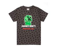Minecraft T Shirt for Boys | Kids Creeper Character Short Sleeve Charcoal Grey Top | Children's Adventure Game Merchandise 14-15 Years