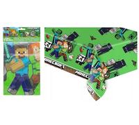 Minecraft Tablecloth as Decoration for Children's Birthday Parties and Themed Parties Size: 120 x 180 cm, Wipe-Clean, Reusable, Children's Birthday Party Superhero