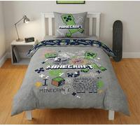 Minecraft Teen Single Duvet Cover 135x200 + Pillowcase Creeper & TNT | Reversible bedding | Single bed | Microfibre Oeko-Tex | Quick drying | Creeper | Great gift | Official licence