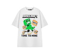 Minecraft TNT & Creeper Mens White Short Sleeve Graphic Tee | Time to Mine Gaming T-Shirt | Casual Wear Top | Classic Style Merchandise | Gaming Events Apparel - Medium