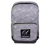 Minecraft Tools Badge Backpack, Kids, One Size, Black/Heather Grey, Official Merchandise