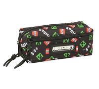 MINECRAFT - Triple Small Pencil Case, Children's Pencil Case, Ideal for School Age Children, Comfortable and Versatile, Quality and Resistance, 22 x 6 x 8.5 cm