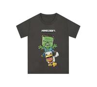 Minecraft Tshirt, Chicken Jockey Boys T Shirt, Kids Clothes for Summer, Cotton Summer Top, Grey 7-8 Years