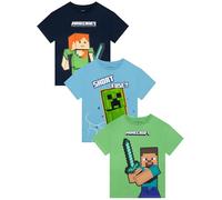 Minecraft Tshirt for Boys, Pack of 3 Gaming Boys T Shirt, Multipack Kids T Shirts, Multicoloured 11-12 Years