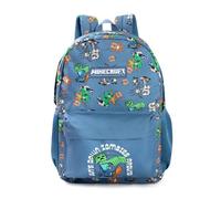 Minecraft Unisex Kids Backpack Set | Rucksack Options Creeper TNT Zombie Skeleton Enderman Sprites Villains | Zip-Up & Hook Closure | Gamer Back to School Essentials Merch