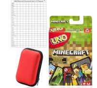 Minecraft Uno Card Game with Travel Case + 4 x Scorecards | Playing Cards, Minecraft Gifts for Boys, Uno Cards, Card Games for Kids - Mattel