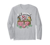 Minecraft Valentine's Day Steve & Alex Feeding Piggy Family Long Sleeve T-Shirt