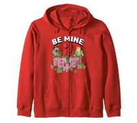 Minecraft Valentine's Day Steve & Alex Feeding Piggy Family Zip Hoodie