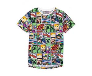 Minecraft Vanilla Underground T Shirt Overworld Steve Creeper Boy's Kids Short Sleeve Shirt Top