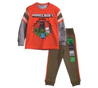 Minecraft Video Game Set 2 Piece Long Sleeve Active Mesh T-Shirt and Pants 2 Pack, Sunset Chevron Orange/Evening Red, 5-6