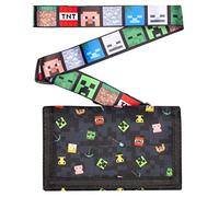 Minecraft Wallet for Boys and Girls - Black Pixels Video Game Money Bifold Wallet - Gift for Boys - Lanyard Attached - Official Merchandise