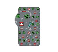Minecraft Fitted Bed Sheet for Kids - 100% Cotton | Single Size 90x200 + 25 cm | Soft & Breathable Cotton Kids Bed Sheet with Elastic Corners | Minecraft Gamer Bedding for Boys & Girls