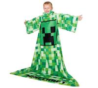 Minecraft Wearable Blanket for Kids and Teenagers - One Size Kids Blanket with Sleeves Cosy Lounge Wear Gifts for Boys (Green)