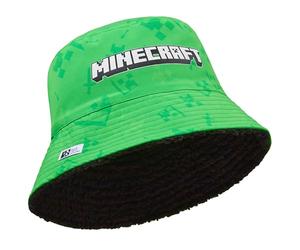 Minecraft Winter Accessories Set for Boys & Teens 6-14 Years, 1 2 or 3 Pcs Set, Scarf Winter Hat & Gloves, Gifts for Gamers (6-14 Years, Green Bucket Hat)