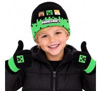 Minecraft Winter Hat & Gloves Set for Boys - Warm & Cosy Beanie Hat & Gloves - Perfect for Kids Ages 6-12