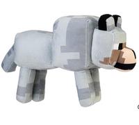 Minecraft Wolf Soft Toy 28cm Officially Licensed Plush Collectible Video Game Character Gift for Kids and Fans Grey Pixel Wolf Plushie Cuddly Animal Toy Bedroom Decor Birthday Present Idea Set