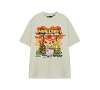 Minecraft Womens Beige Heart Animals Short Sleeved T-Shirt - Small
