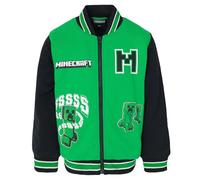 Minecraft Zip Up Bomber Jacket Small Kids to Big Kids Sizes (5-6-18-20), Green Creeper, 14-16