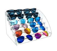 MineDecor Plastic Sunglasses Holder Glass Organizer Clear Eyeglasses Display Case Eyewear Storage Tray, Multicolor, 6 Years