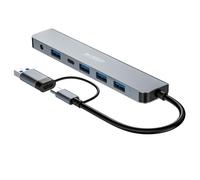 MINEE USB-A/C Hub with 7 Ultra-Fast USB 3.0 Multi-Connector Ports, 15cm