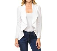 MINEFREE Womens Classic Long Sleeve Draped Open Front Lightweight Blazer (S-3XL), ivory, L