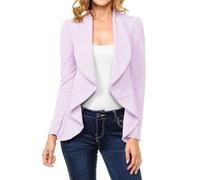 MINEFREE Women's Long Sleeve Classic Draped Open Front Lightweight Blazer(S-3XL), Lavender, L
