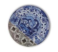 Mineheart Bone China Porcelain Antique Kintsugi Themed Serving Plate | Made with Blue and Ash Print Mismatched Design