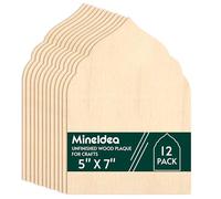 MineIdea 12 Pack Unfinished Gothic Arch Wood Plaque, 5” x 7” Basswood Shield Plaque Unfinished Wooden Arch Crafts DIY Gothic Wood Surface for Woodburning DIY Project Crafts