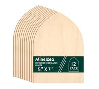 MineIdea 12 Pack Unfinished Gothic Arch Wood Plaque, 5” x 7” Basswood Shield Plaque Unfinished Wooden Arch Crafts DIY Gothic Wood Surface for Woodburning DIY Project Crafts