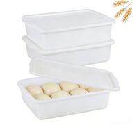 Minekkyes 3 Pack Pizza Dough Proofing Box, Pizza Storage Container, Food Storage Containers with Lids, Bread Proofing Box, Stackable Commercial Quality Trays with Covers