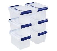Minekkyes 3L Storage Boxes with Lids Set of 6, Plastic Clear Stackable Storage Box, Multipurpose Storage Tubs For Home, Office