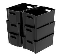 Minekkyes 6-Pack Black Stacking Chest Freezer Baskets, Freezer Storage Bins, Multipurpose Organizer Bins for Kitchen, Pantry, Freezer, Bathroom