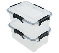 Minekkyes Clip Tight Large Food Storage Container, 10 Litre Rectangle Airtight Plastic Storage Boxes, Bpa Free Easy Locking Lid Clips, Set of 2, Clear