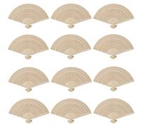 Minelife 20 Pieces Sandalwood Fan Wooden Folding Fan, Vintage Hand Held Folding Fans, Wedding Favors, Birthday Gifts and Home Decorations