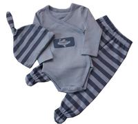 Minene New Born Gift Set with Trousers with Feet and Matching Hat (3-6 months,Blue)