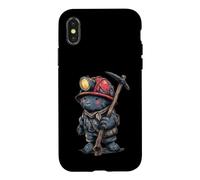 Miner Buddy With Helmet And Miner's Lamp Case for iPhone X/XS