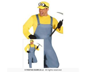 Miner Costume Mens Worker Fancy Dress Costume Yellow Character S-XL