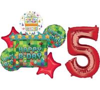 Miner Theme 5th Birthday Party Supplies Video Gamer Pixel TNT Balloon Bouquet Decorations