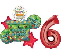 Miner Theme 6th Birthday Party Supplies Video Gamer Pixel TNT Balloon Bouquet Decorations