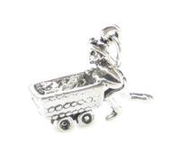 Miner with coal cart sterling silver charm .925 x 1 Mining charms