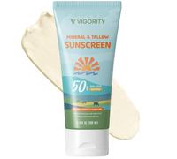 Mineral and Tallow Sunscreen for Face & Body: Natural SPF 50 Zinc Oxide & Beef Tallow Sunblock Cream with 10 Food-Grade Botanical Extracts - No Chemical Filters, Kids & Sensitive Skin Safe, Reef Safe